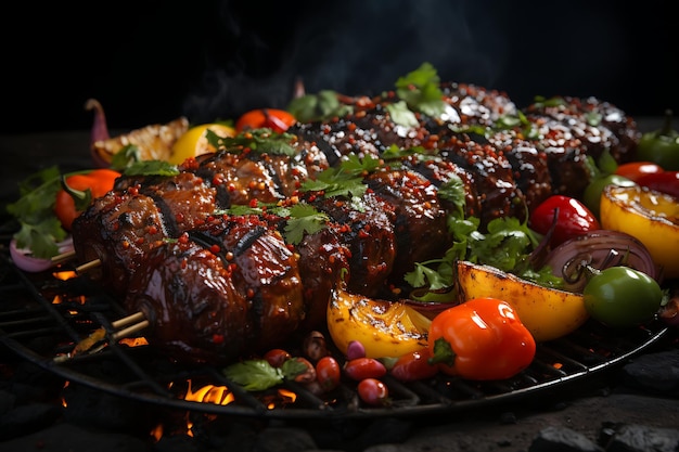 Photographie de nourriture de brochettes de barbecue brésilien grésillantes