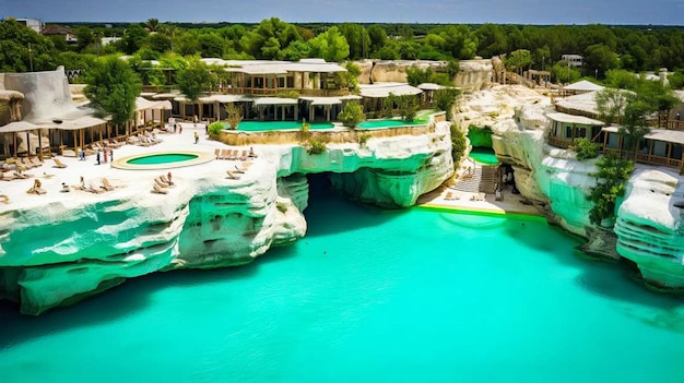 Photographie d'une oasis désertique dans une piscine naturelle