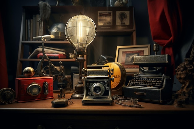 Photographie d'objets vintage dans un décor nostalgique