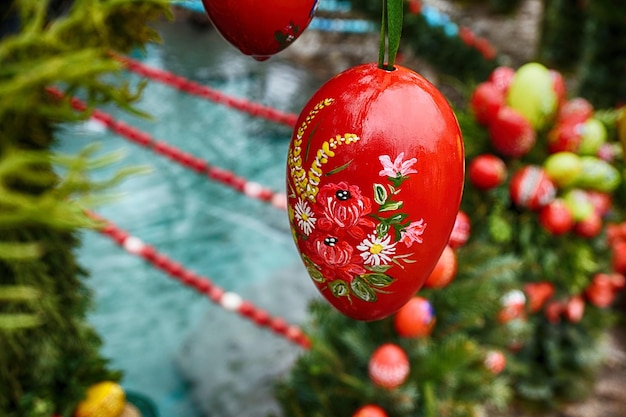 photographie d'ornement de pâques peinte à la main