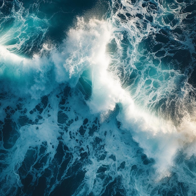 Photographie par drone des vagues dans l'océan