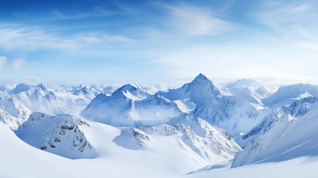 Une photographie de paysage d'une chaîne de montagnes sereine enneigée
