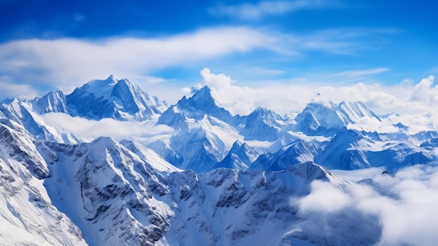 Une photographie de paysage d'une chaîne de montagnes sereine enneigée