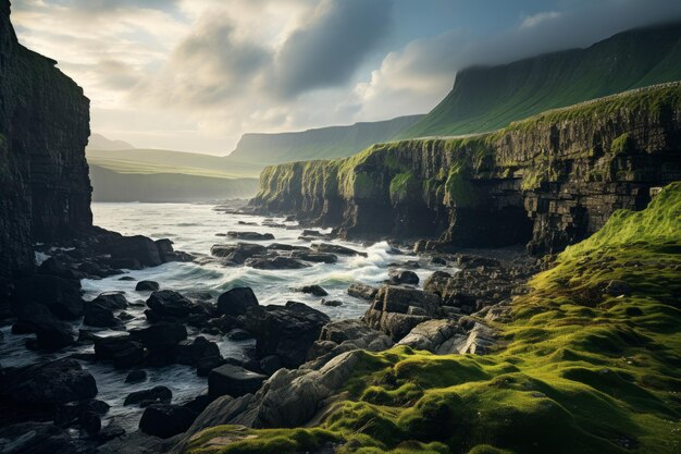 Photographie de paysage de falaises spectaculaires surplombant l'IA générative