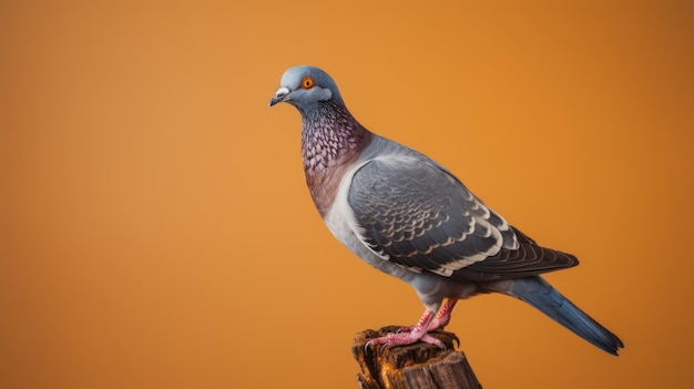 Photographie De Pigeon Vibrante Oiseau Coloré Sur Une Branche En Bois