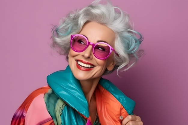 Photographie de portrait à plan moyen d'une femme heureuse dans la cinquantaine, concept ai