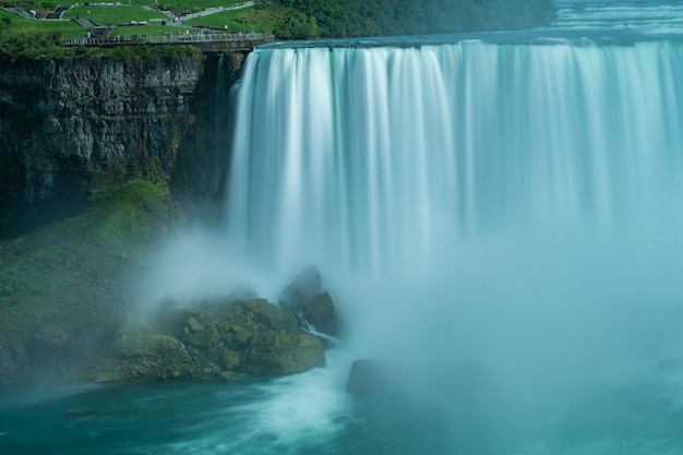 Photographie en pose longue de la cascade du Niagara