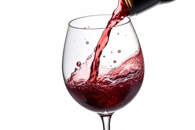 Photographie de produit Verser du vin rouge dans un verre à vin