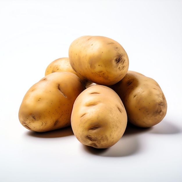 photographie de produits à base de pommes de terre à fond blanc
