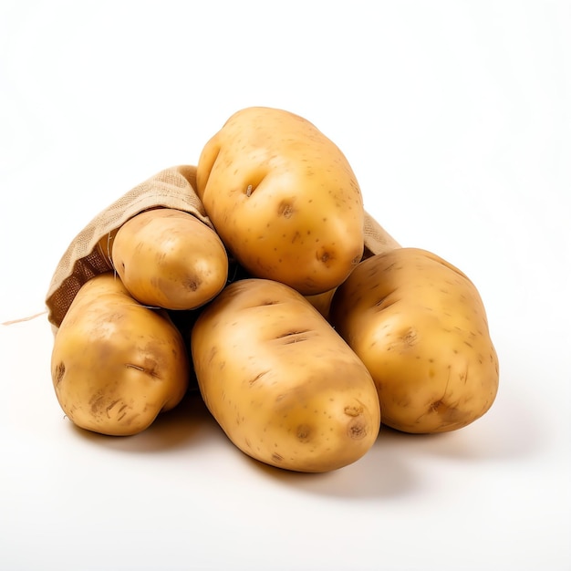 photographie de produits à base de pommes de terre à fond blanc