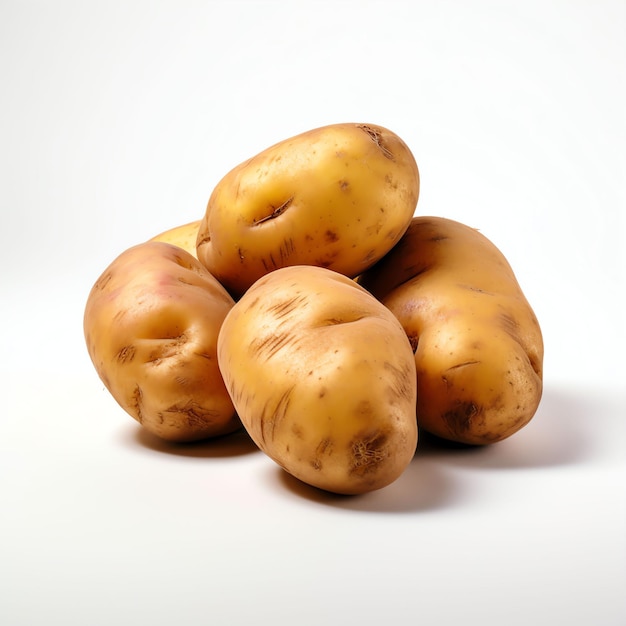 photographie de produits à base de pommes de terre à fond blanc