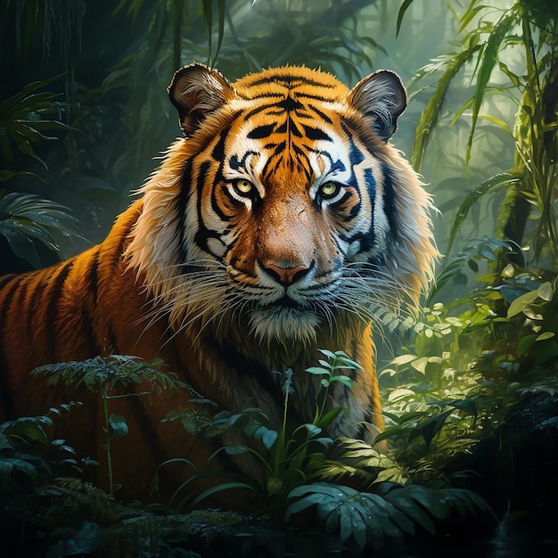 Photo photographie rapprochée d'un tigre réalisée avec l'ia générative