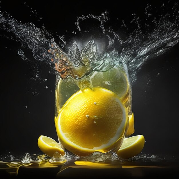 La photographie réaliste des gouttes d'eau de citron