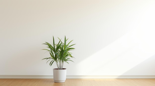 Photographie réaliste de haute qualité d'un salon vide avec une plante d'araignée