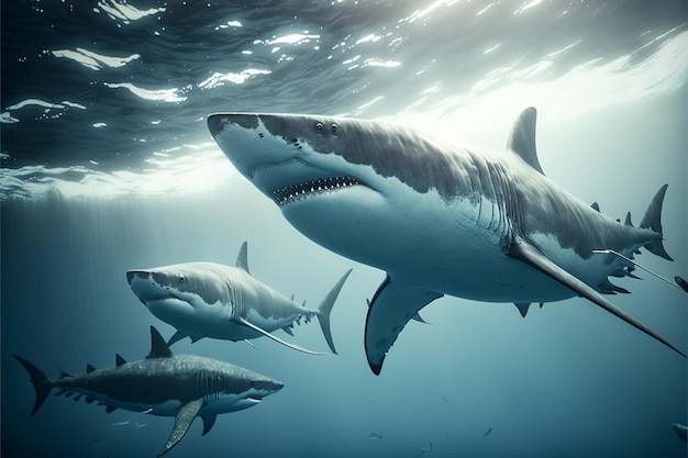 une photographie d'un requin avec la bouche ouverte.