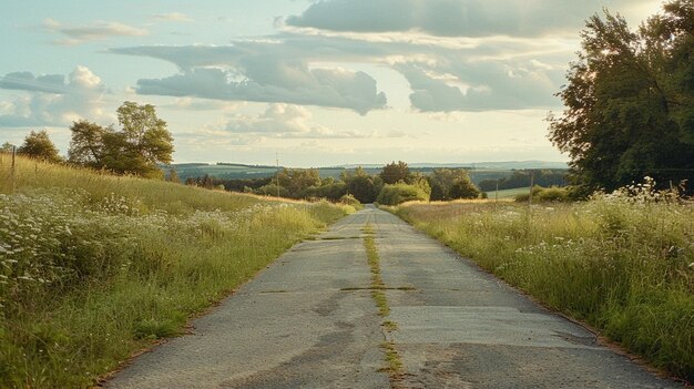 Une photographie d'une route d'asphalte dans la campagne