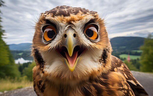 Photographie de selfie drôle de bébé animal mignon se bouchent