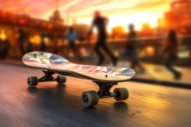 Photographie d'un skateboard dans un skatepark