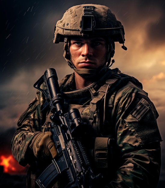 une photographie d'un soldat en uniforme