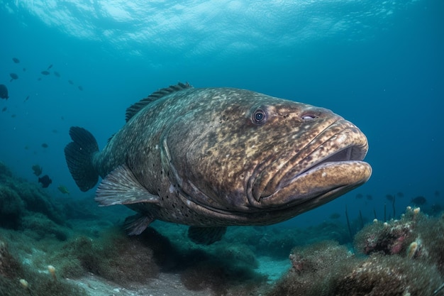 Photographie sous-marine de mérous géants atlantiques nageant dans leur habitat naturel Generative AI