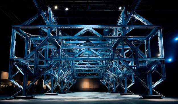 photographie d'une structure en fer avec des lumières