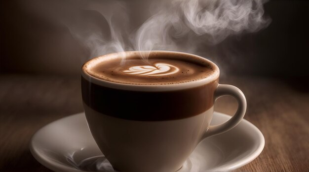 Photographie d'une tasse de café à la vapeur avec des détails de vapeur complexes Journée internationale du café