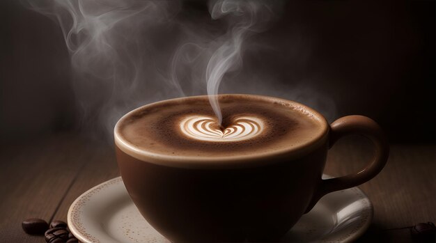 Photographie d'une tasse de café à la vapeur avec des détails de vapeur complexes Journée internationale du café