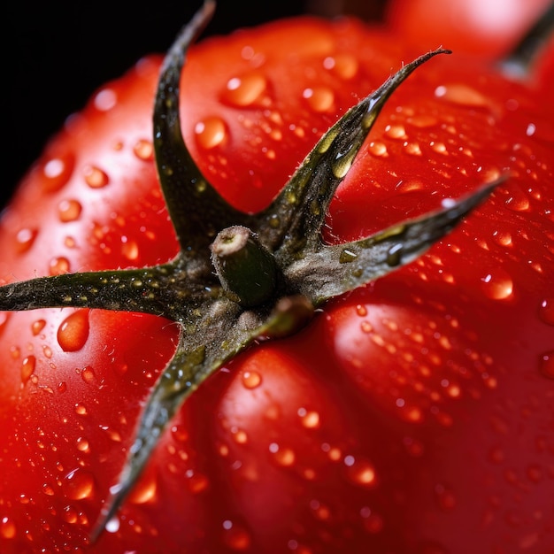 Photographie très rapprochée d'une tomate fraîche