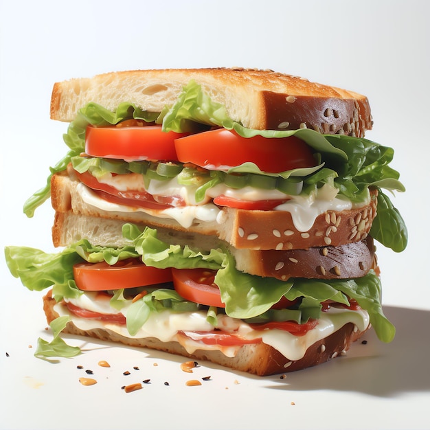photographie ultra réaliste sandwichs fond blanc