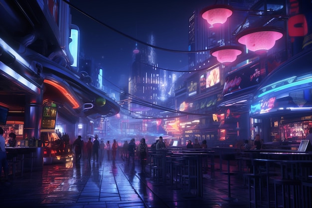 Photographie de la vie nocturne dans une ville animée