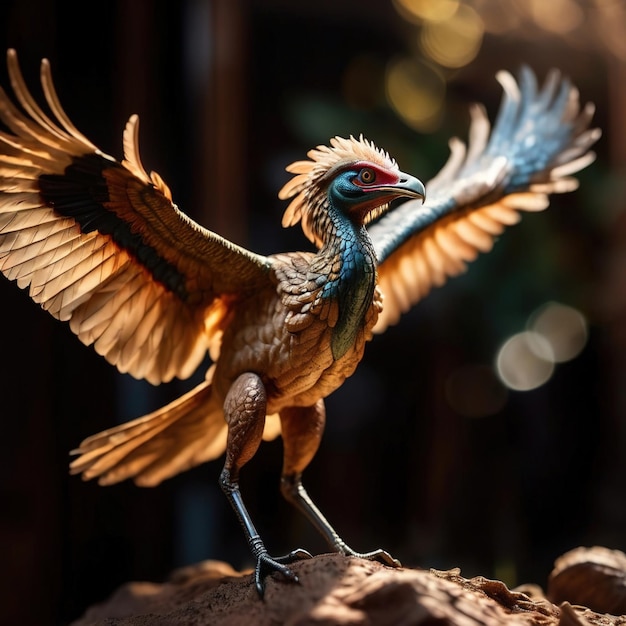 La photographie de la vie sauvage de l'animal préhistorique Archaeopteryx et du dinosaure