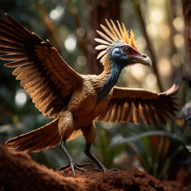 La photographie de la vie sauvage de l'animal préhistorique Archaeopteryx et du dinosaure