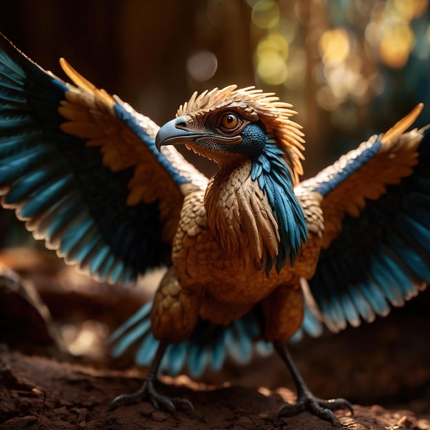 La photographie de la vie sauvage de l'animal préhistorique Archaeopteryx et du dinosaure