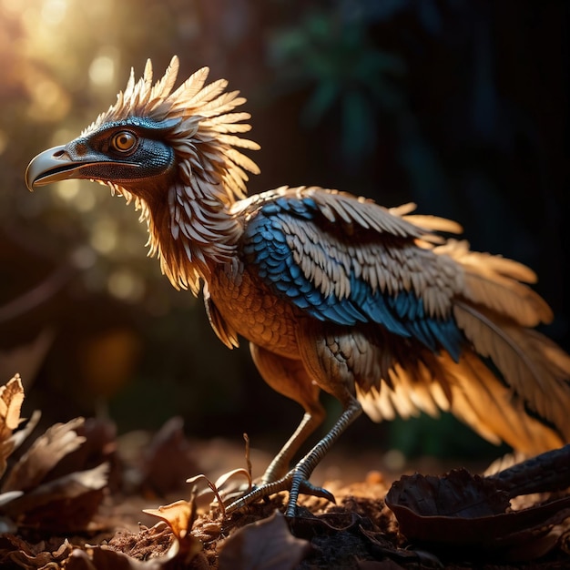 La photographie de la vie sauvage de l'animal préhistorique Archaeopteryx et du dinosaure