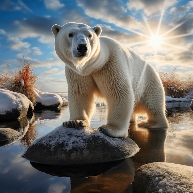 La photographie de la vie sauvage de l'ours polaire en HDR 4K