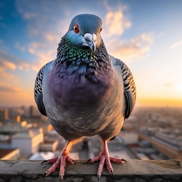 La photographie de la vie sauvage des pigeons en HDR 4K