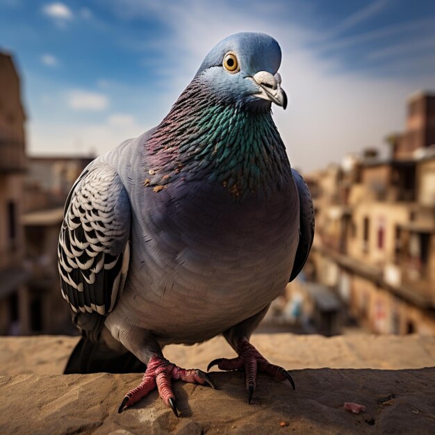 La photographie de la vie sauvage des pigeons en HDR 4K