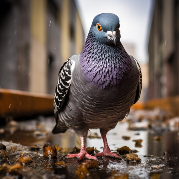 La photographie de la vie sauvage des pigeons en HDR 4K