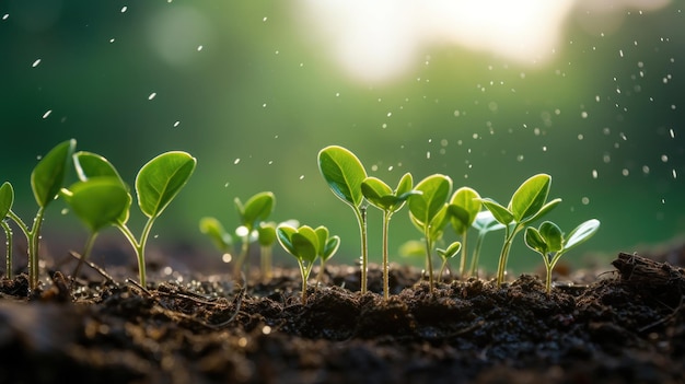 Photographier une jeune plante sortant du sol avec une goutte de pluie