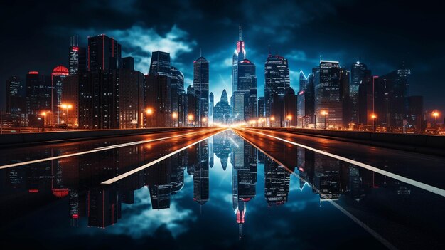 Photographier le paysage urbain la nuit en se concentrant sur les lumières et les reflets Expérimentation