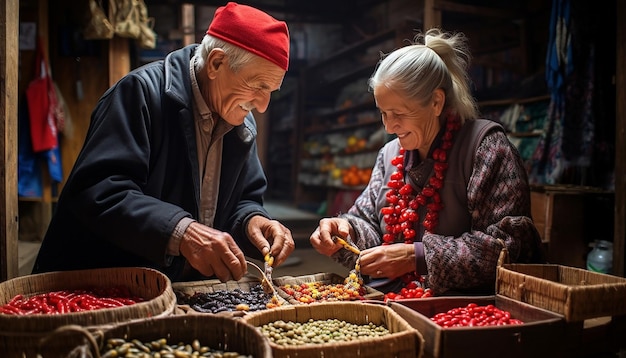 Photographier le processus d'achat et de choix de Martisor dans un marché local