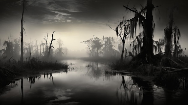 Des photographies captivantes en noir et blanc des marais