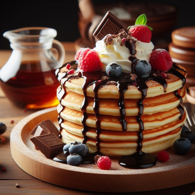 Photographies de délicieuses crêpes aux fruits frais