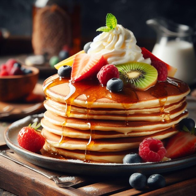 Photo photographies de délicieuses crêpes aux fruits frais