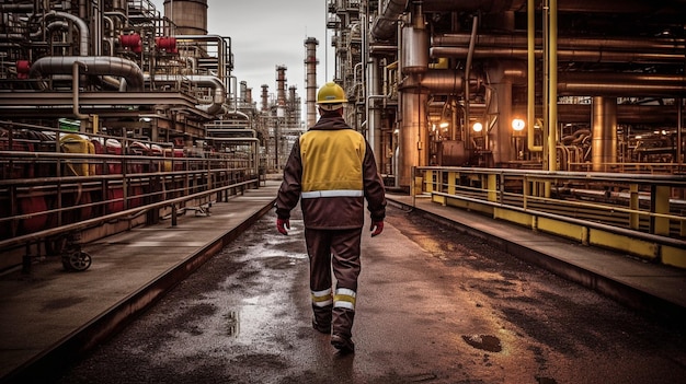 Photographies d'un employé d'une raffinerie de pétrole GENERATE AI