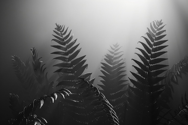 Photo des photographies en noir et blanc spectaculaires de fougères