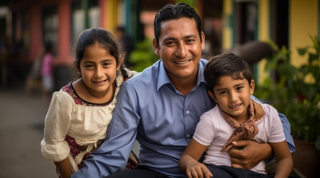 Photo photographies représentatives de familles souriantes de différentes régions de la colombie