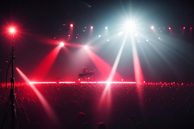 Photographiez une foule de personnes lors d'un concert avec une scène qui dit "le mot en direct" dessus