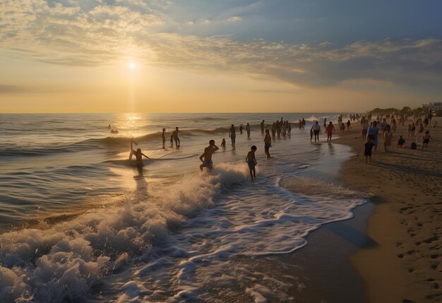 Photogrpah de gens de la plage qui profitent des vacances d'été