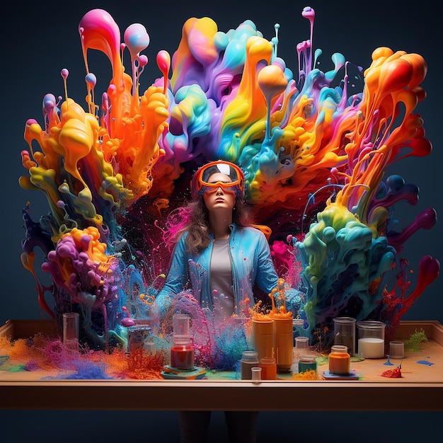 Photo des photos 3d d'artistes faisant de l'art avec des couleurs vives